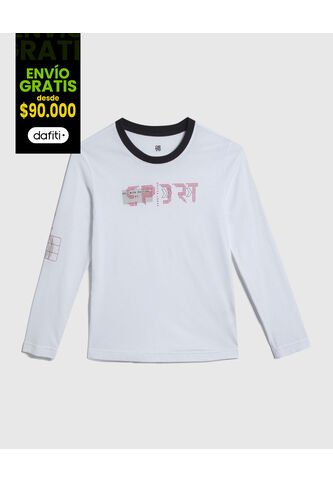 Camiseta Para Niño Manga Larga Color Blanco Marca Ostu #80090205 Ostu