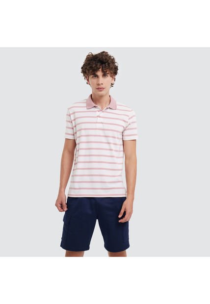 Polo Para Hombre Cuello Tejido Sin Bolsillo Color Rosado  Marca Ostu #60110494