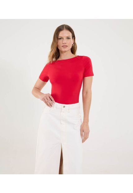 Body Para Mujer Manga Corta Color Rojo Marca Ostu #40200203