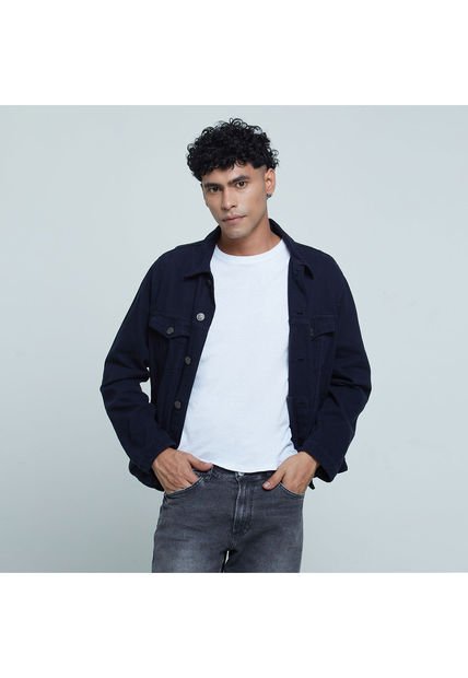 Chaqueta Para Hombre Trucker Color Azul  Marca Ostu #60080125
