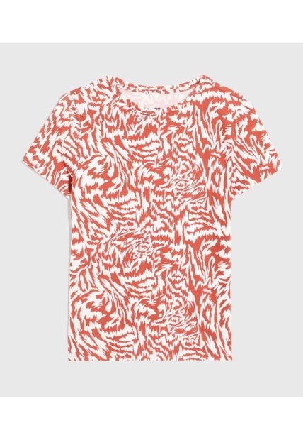 Camiseta Para Mujer Manga Corta Cuello Redondo Color Terracota Marca Ostu #40092575