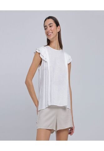 Blusa Para Mujer Manga Sisa Color Crudo Marca Ostu #40121019 Ostu