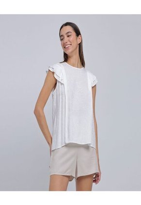 Blusa Para Mujer Manga Sisa Color Crudo Marca Ostu #40121019