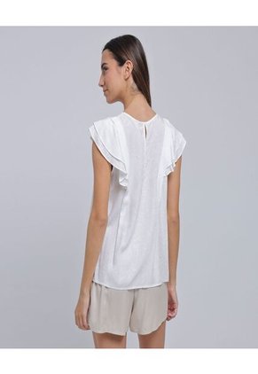 Blusa Para Mujer Manga Sisa Color Crudo Marca Ostu #40121019