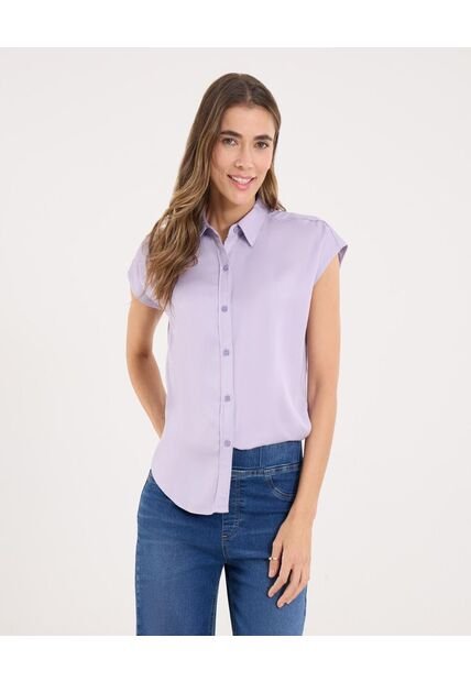 Camisa  Para Mujer Manga Corta Color Morado Marca Ostu #40010336