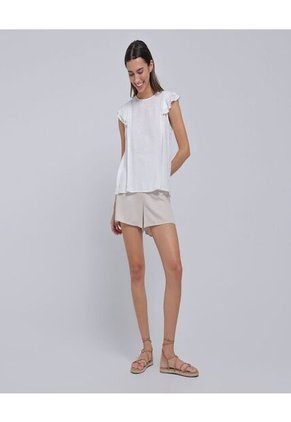 Blusa Para Mujer Manga Sisa Color Crudo Marca Ostu #40121019