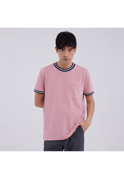 Camiseta Para Hombre Manga Corta Color Rosa Marca Ostu #60090931