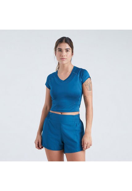 Crop Top Para Mujer Manga Corta Color Azul  Marca Ostu #40091870