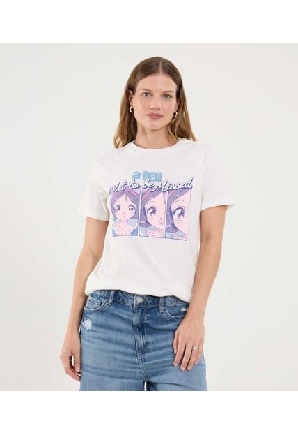 Camiseta Para Mujer Manga Corta Cuello Redondo Color Crema Marca Ostu #40092585