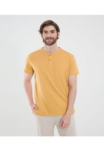 Camiseta Para Hombre Manga Corta Color Mostaza Marca Ostu #60091640