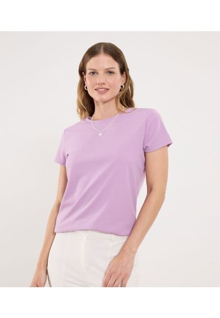 Camiseta Para Mujer Manga Corta Cuello Redondo Color Lila Marca Ostu #40092579