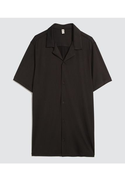 Camisa Para Hombre Ostu Color Negro Material Poliéster 93% Elastano 7%