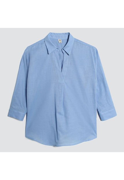 Camisa Para Mujer Manga 3/4 Color Azul  Marca Ostu #40010176