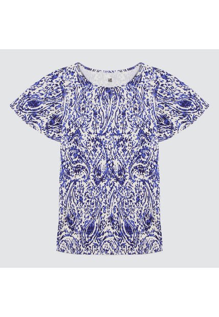 Camiseta Para Mujer Manga Corta Color Azul  Marca Ostu #40091971