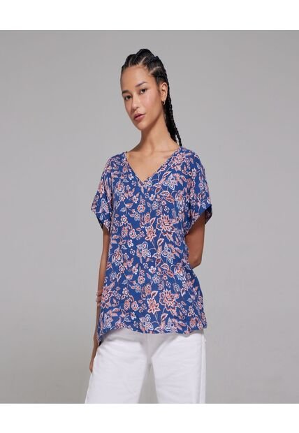 Blusa Para Mujer Manga Corta Color Azul Oscuro Marca Ostu #40120775