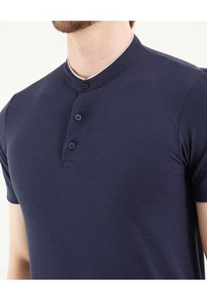 Polo Para Hombre Cuello Mao Sin Bolsillo Color Azul Marca Ostu #60110774