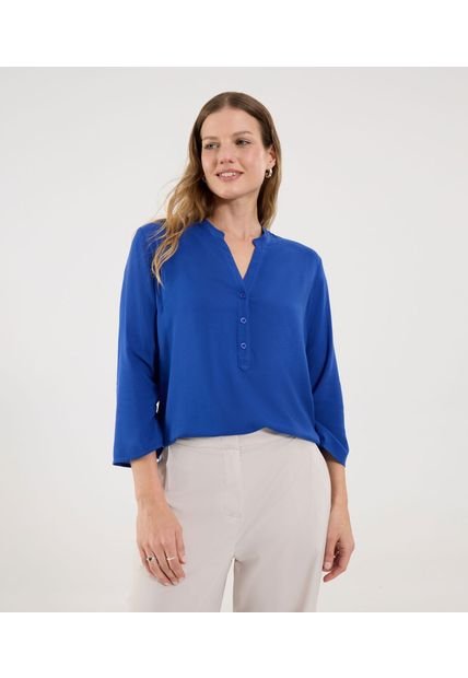 Blusa Para Mujer Manga 3/4 Color Azul Marca Ostu #40121165