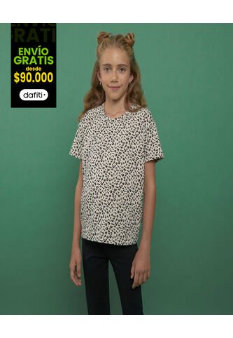 Camiseta Para Niña Manga Corta Color Beige Marca Ostu #90090131 Ostu