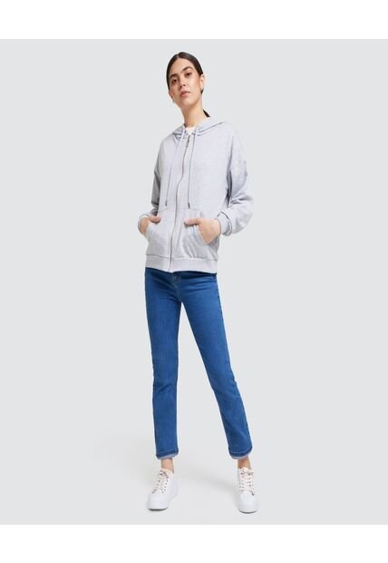 Buzo Para Mujer Zipper Color Gris  Marca Ostu #40060237