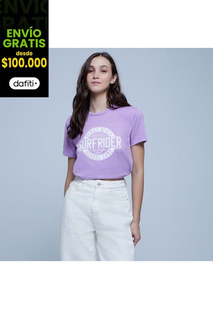 Camiseta Para Mujer Manga Corta Color Morado Marca Ostu #40092048