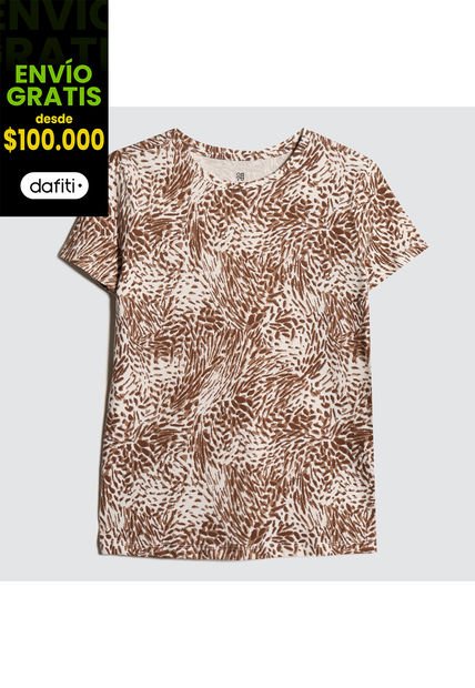 Camiseta Para Mujer Manga Corta Color Café Claro Marca Ostu #40091962