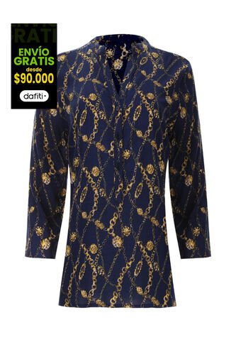 Blusa Para Mujer Manga 3/4 Color Azul  Marca Ostu #40120469 Ostu