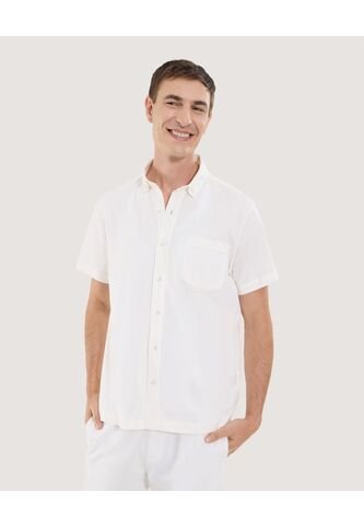 Camisa Para Hombre Manga Corta Con Bolsillo Cuello Button D Color Crema Marca Ostu #60010854 Ostu