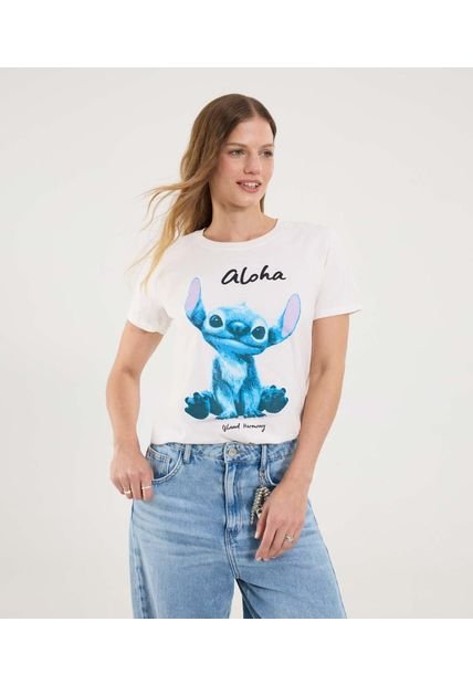 Camiseta Para Mujer Manga Corta Cuello Redondo Color Crema Marca Ostu #40092589