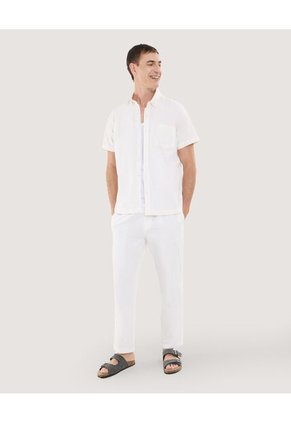 Camisa Para Hombre Manga Corta Con Bolsillo Cuello Button D Color Crema Marca Ostu #60010854