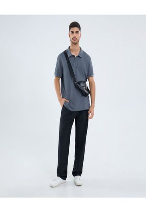 Polo Para Hombre Cuello Tejido Sin Bolsillo Color Negro Marca Ostu #60110780