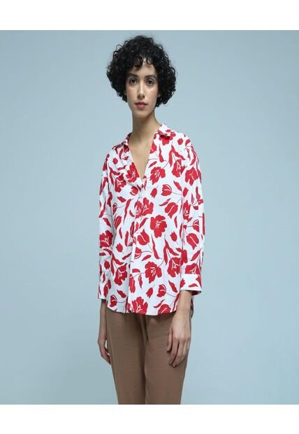 Camisa Para Mujer Manga 3/4 Color Rojo Marca Ostu #40010201