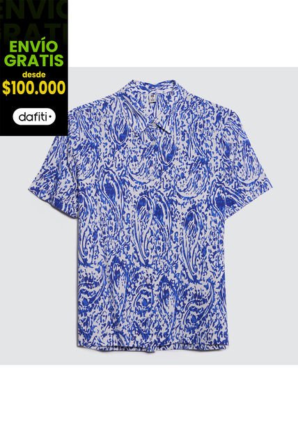 Camisa Para Mujer Manga Corta Color Azul  Marca Ostu #40010185