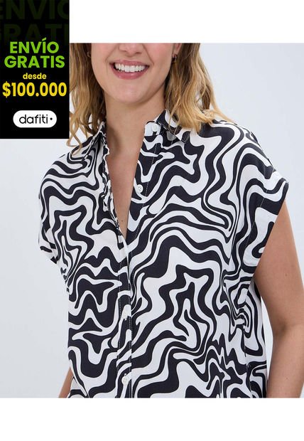 Camisa Para Mujer Manga Corta Color Negro Marca Ostu #40010191