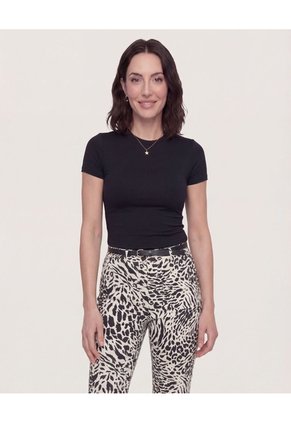 Camiseta  Para Mujer Manga Corta Cuello Redondo Color Negro Marca Ostu #40097993