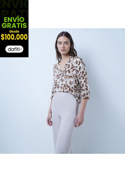 Blusa Para Mujer Manga 3/4 Color Beige Marca Ostu #40120929