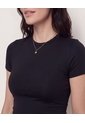 Camiseta  Para Mujer Manga Corta Cuello Redondo Color Negro Marca Ostu #40097993 de Ostu