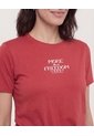 Camiseta  Para Mujer Manga Corta Cuello Redondo Color Terracota Marca Ostu #40092730 de Ostu