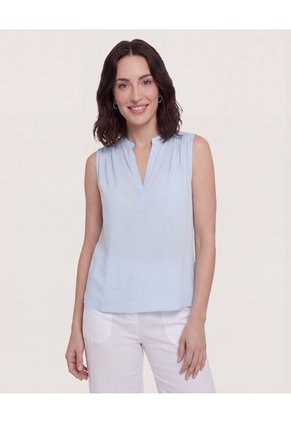Blusa Manga Sisa Para Mujer Celeste Ostu