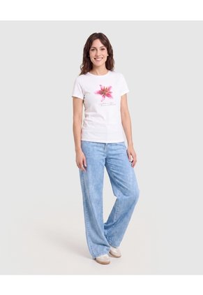 Jean Wide Leg Fluido  Para Mujer Azul Ostu