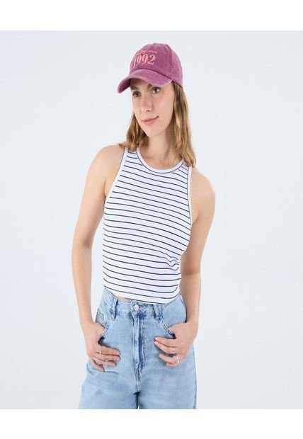 Camiseta Para Mujer Crop Top Manga Sisa Color Blanco Marca Ostu #40092434
