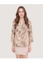 Blusa Basica Manga ¾  Para Mujer Café Ostu de Ostu