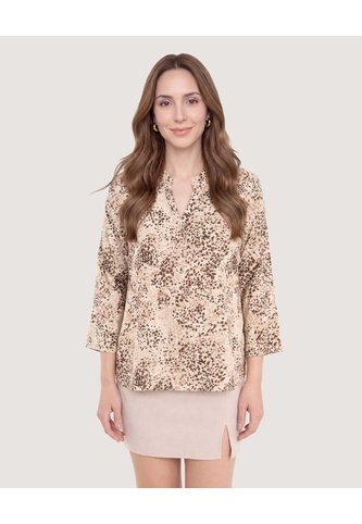 Blusa Basica Manga ¾  Para Mujer Café Ostu Ostu