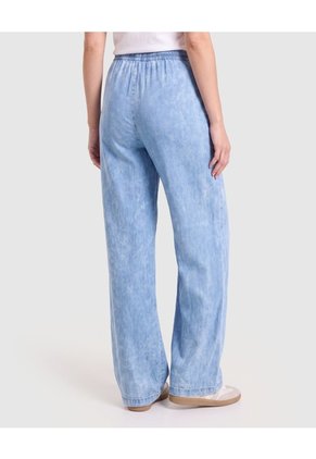 Jean Wide Leg Fluido  Para Mujer Azul Ostu