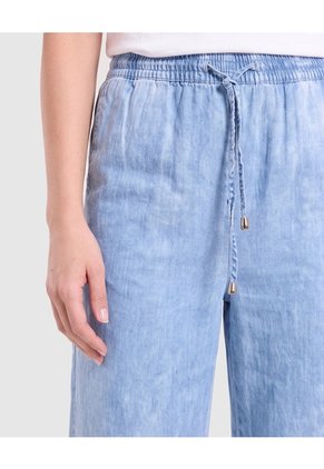 Jean Wide Leg Fluido  Para Mujer Azul Ostu