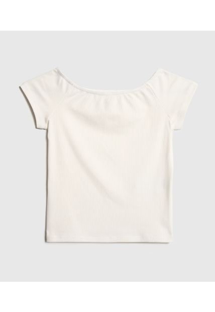 Camiseta Infantil Niña Manga Corta Cuello Redondo Color Crema Marca Ostu #90090318
