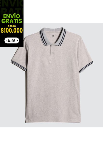 Polo Para Hombre Cuello Tejido Sin Bolsillo Color Gris  Marca Ostu #60110602
