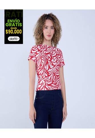 Camiseta Para Mujer Manga Corta Color Rojo Marca Ostu #40092232 Ostu