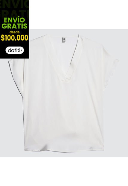 Blusa Para Mujer Manga Corta Color Marfil Marca Ostu #40120945