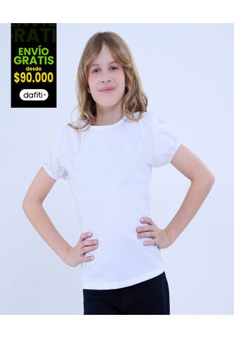 Blusa Para Niña Manga Corta Color Blanco Marca Ostu #90120048 Ostu