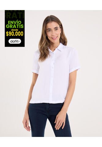 Camisa Para Mujer Manga Corta Color Blanco Marca Ostu #40010263 Ostu